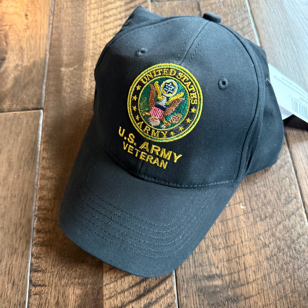US Army Veteran Baseball Cap Black Adjustable Embroidered Military Hat NWT